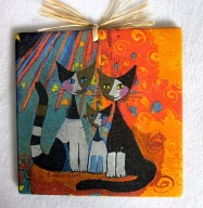 Robótkownia Kafelek obrazek 15x15 Kot Koty trzy tło pom. z p.