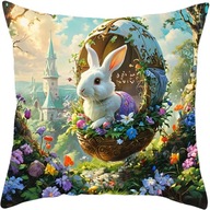 Ozdobna poszewka, jasiek na poduszki - Zając - 45x45 cm