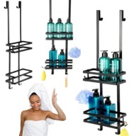 PÓŁKA ŁAZIENKOWA WISZĄCA ZAWIESZANA POD PRYSZNIC METAL 2 POZIMY CZARNA