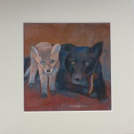 pies i lisek zwierzęta akwarela na papierze