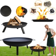 PALENISKO OGRODOWE 80CM Z UCHWYTAMI DUŻE SOLIDNE STALOWE OGNISKO GRILL