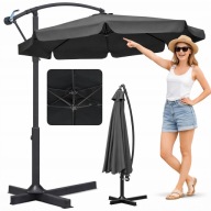 PARASOL OGRODOWY DUŻY Z WYSIĘGNIKIEM SKŁADANY SOLIDNY FALBANA + POKROWIEC