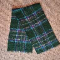 Szal wełniany męski ciemnozielony w kratkę