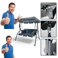 HUŚTAWKA OGRODOWA MTG BUJANA WOLNOSTOJĄCA 3 OS. METAL PODUSZKI 130CM