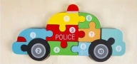 PIERWSZE DREWNIANE PUZZLE MONTESSORI DLA DZIECKA POLICJA 3D