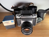 Aparat Pentacon Six + 3 obiektywy + telekonwerter + makro + wizjer
