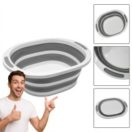 DUŻA MISKA SILIKONOWA SKŁADANA LEKKA TURYSTYCZNA KOSZ PRANIE UCHWYTY 12L