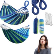 HAMAK OGRODOWY Z DRĄŻKIEM DWUOSOBOWY XXL DUŻY TURYSTYCZNY NA LATO Z WORKIEM