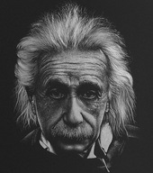 Albert Einstein Obraz ręcznie grawerowana na blasze.. Portret na zamówienie