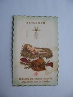 BETLEJEM ZASUSZONE KWIATY Z ZIEMI ŚWIĘTEJ stary ŚW. OBRAZEK-RELIKWIA 1979