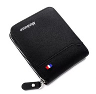 Portfel skórzany męski zapinany na zamek czarny