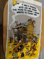 Makatka, ścierka kuchenna ręcznik len rarytas "Dziki zachód" 47,5x80 PRL