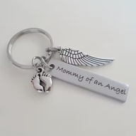 Mama Anioł Brelok do kluczy Stópki dziecka Skrzydło Anioła Zawieszka