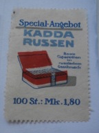 Kadda Russen - papierosy - zalepka reklamowa