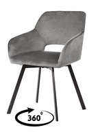 Krzesło tkanina szary welvet obrotowe 360