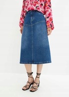 Hit !_NOWA długa WYSMUKLAJACA spódnica jeans J.BANER_99% baweł+lycra 46/48
