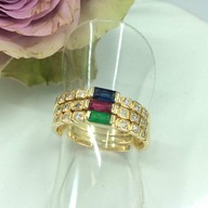 TRZY PIERSCIONKI Z BRYLANTAMI 0,45ct 18K BAJECZNE rozmiar 12