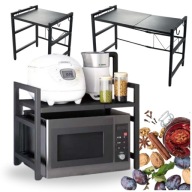 PÓŁKA KUCHENNA MORE&DECO METALOWA CZARNA TELESKOPOWA 2 POZIOMOWA 65×36 CM