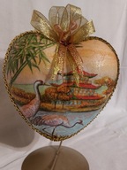 Bombka serce ręcznie zdobiona 15 CM decoupage SD18 japonia orient