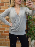 Body Filtr sweter swetr bluzka dekolt kopertowy 5%wełna duży rozmiar 44/46