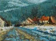 Roztopy" obraz olejny na płótnie 30x40cm , oryginał Garncarek Al,,,