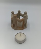 Kamienny świecznik z ludźmi w rytualnym Kręgu - śliczny - ręczna praca