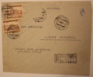 BIAŁA PODLASKA 1938 rok - STARA KOPERTA + 2 ZNACZKI + 6 PIECZĄTEK