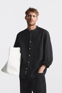 ZARA koszula lniana len relaxed fit czarna L