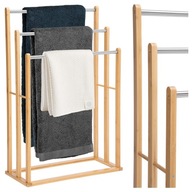 Stojak na ręczniki brązowy łazienkowy, podłogowy, 3 ramienny
