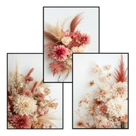 Plakat Zestaw 50x70 3szt. plakaty, postery,BOHO, MINIMALIZM, KWIATY