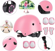 OCHRANIACZE NA ROWER ROLKI HULAJNOGĘ KOLANA RĘCE ŁOKCIE KASK DLA DZIECI RÓŻ