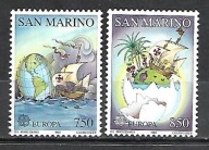 SAN MARINO -500 rocznica odkrycia Ameryki IV-żaglowce 1992** Mi1508-9 (1920