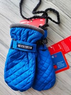 Rękawiczki niebieskie ortalionowe na sznurku jednopalczaste 4-6 lat