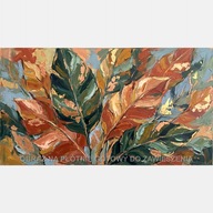 Liście abstrakcja florystyczna obraz olejny na płótnie 55x100 do salonu art