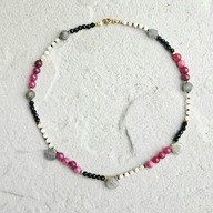 Naszyjnik N°25 | Labradoryt, turmalin, moonstone, Ag