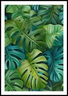 A2 PLAKAT DO SALONU SYPIALNI ŁAZIENKI ZIELONE LIŚCIE MONSTERY MONSTERA NR9