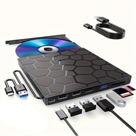 Przenośna nagrywarka DVD/CD USB-A (3.0) / USB-C + hub USB + czytnik kart