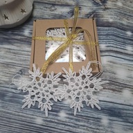 Śnieżynki szydełkowe w pudełku prezentowym, zestaw 6 sztuk, wzór nr 3