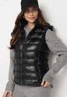 Tanio!_ NOWA czarna KOMFORTOWA_pikowana kamizela_zamek_odpinany KAPTUR_r.46