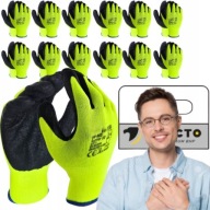 RĘKAWICE ROBOCZE RĘKAWICZKI OGRODOWE ODBLASKOWE LATEKS MOCNE CHWYTNE 12 PAR