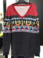 Ś Next Bożonarodzeniowy z Mikołajem w podróży śnieżynki choinki bawełna L