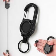 RETRAKTOR karabińczyk linka stalowa HEAVY DUTY na klucze karte CZARNY