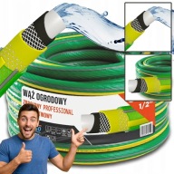 WĄŻ OGRODOWY SZEŚCIOWARSTWOWY ZBROJONY POLSKI PROFESJONALNY MOCNY 1/2" 50M