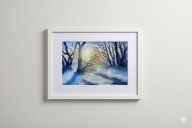 Akwarela pejzaż w ramie