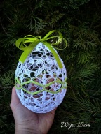 szydełkowe jajko/pisanka 15cm -rękodzieło Juka 1szt-ozdoba wielkanocna