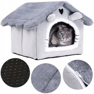 LEGOWISKO DLA KOTA DOMEK BUDKA KOJEC PLUSZOWY PODUSZKA POSŁANIE BUDA SZARY