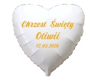 Balon personalizowany foliowy serce 18"/45cm białe|Chrzest Święty IMIĘ