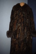 Piękne futro karakuł naturalne obszyte lisem do kostek_48