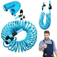 WĄŻ OGRODOWY SPIRALNY ROZCIĄGLIWY ELASTYCZNY GIĘTKI PISTOLET WIESZAK 10M