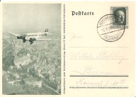 TRZECIA RZESZA -postkarte -karta ozdobna -SAMOLOT -swastyka 1937 rok